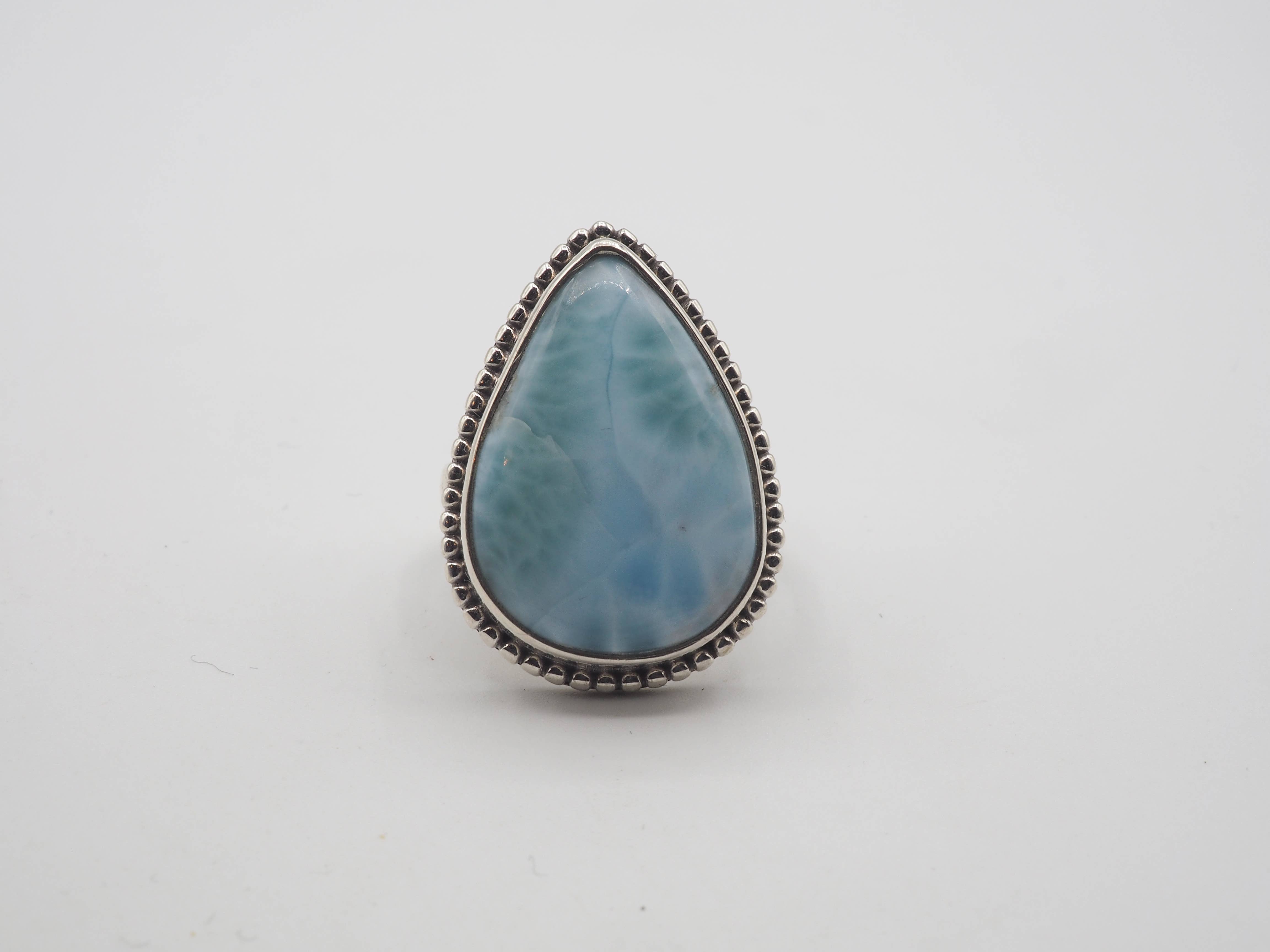 GTG Gems Corp - Wholesale Cocktail/Statement Ring - Natural Larimar Silver Ring0