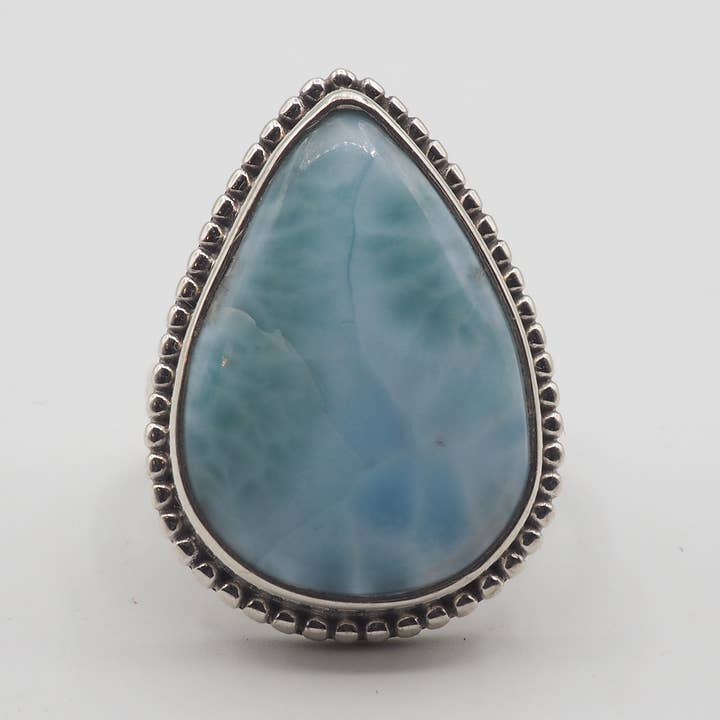Anello in argento naturale Larimar per la vendita all'ingrosso da parte di GTG Gems Corp