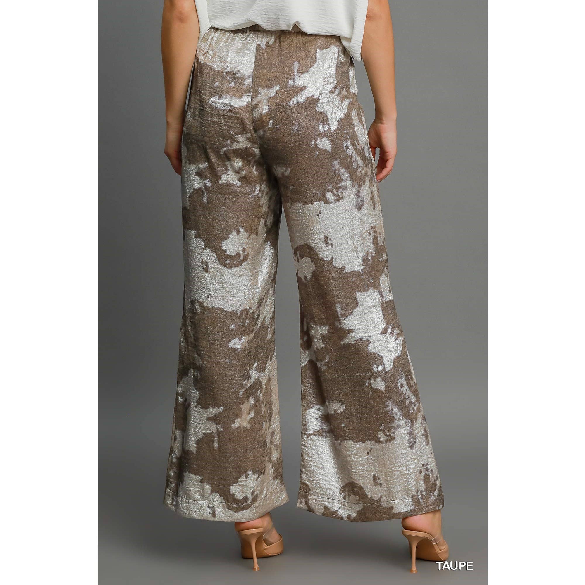 BNS - Wholesale Pants - Women's - Metallic Wide Leg Pants with Pockets n Drawstring12