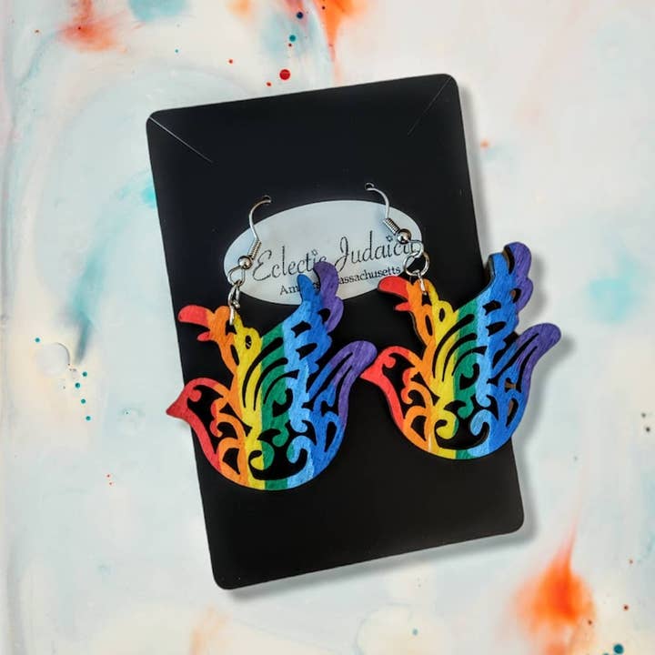 Eclectic Judaica - Wholesale Dangle Earrings - Wooden Rainbow Earrings 7