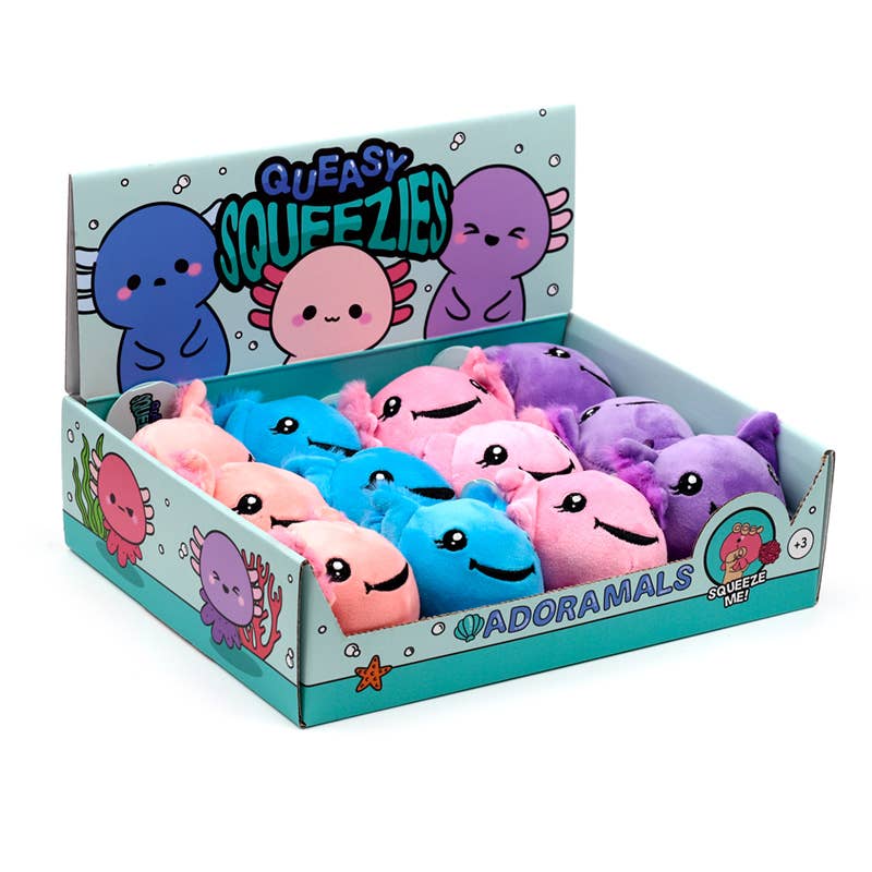 Puckator Ltd - Vente Balle/pâte antistress - Jouet à pression en peluche Queasy Squeezies Axolotl (Salamandre)0