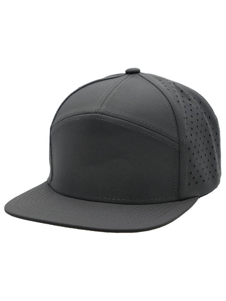 7 Panel Perforated Cotton Poly Blend Snapback for wholesale by Cap Zone