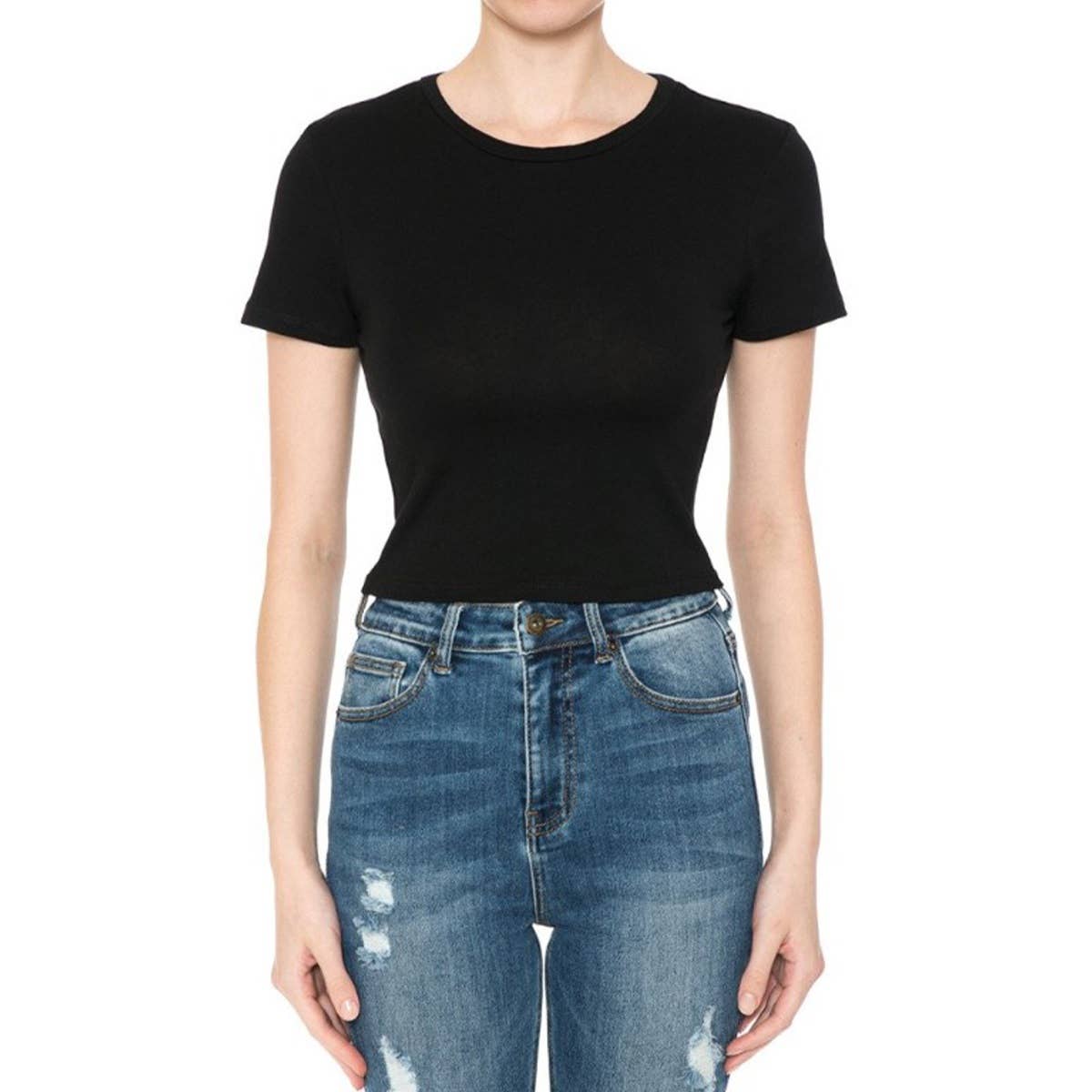 UP CLOTHING - Vente T-shirt – femme - T-SHIRT COURT À MANCHES COURTES ET COL ROND40