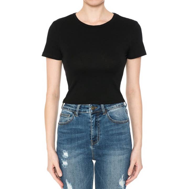 UP CLOTHING - Wholesale T-Shirt - Women's - CREW NECK SHORT SLEEVE CROP TEE TOP40