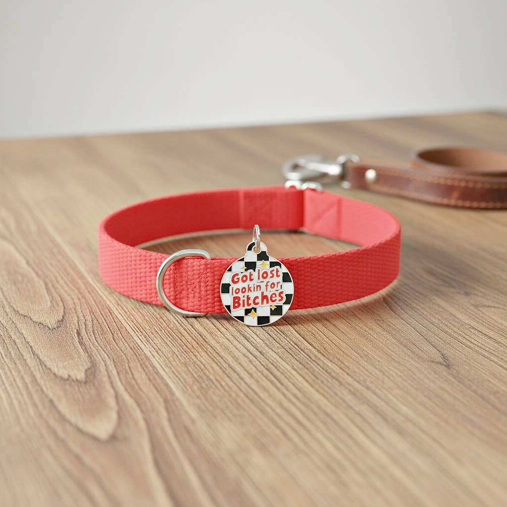 Bad Tags - Wholesale Pet Identification Tag - Cat/Dog - Enamel Dog Tag w/ Scannable Pet ID - Looking for Bitches4