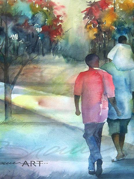 Family Time Watercolor Print for wholesale by SBrownART