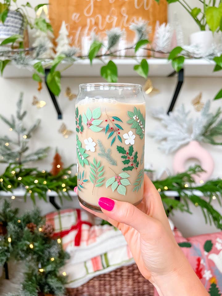 Verre Holly Leaves de 16 oz pour la vente par Hart and Flora Shop