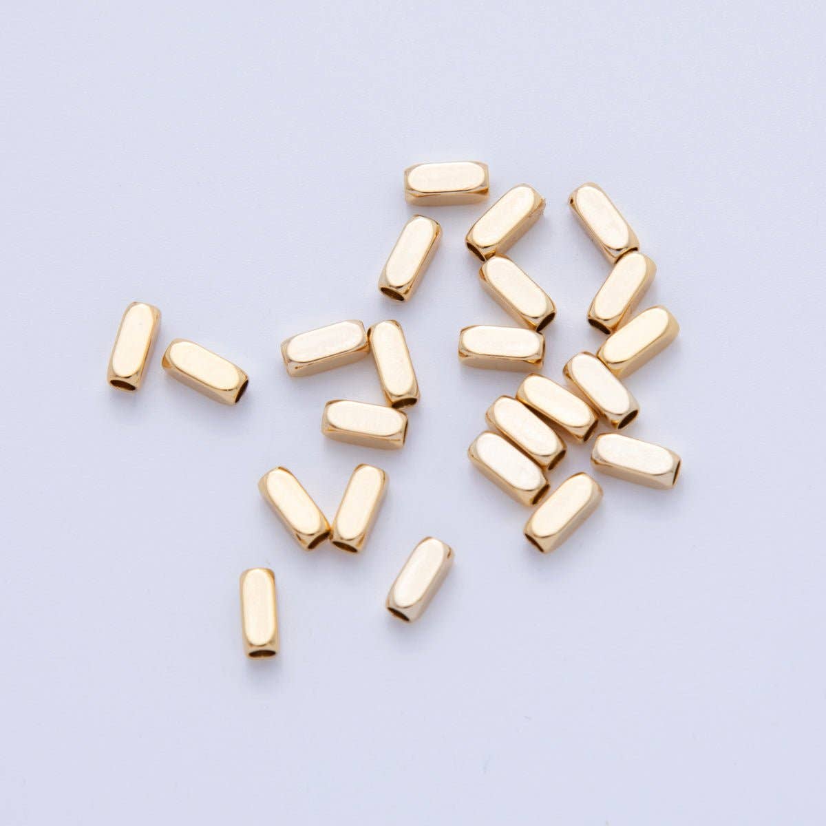 Aim Eternal - Wholesale Beads - 18K Gold Filled 2.4mm Edged Cylinder Tube Mini Bead Spacer Set by 10 Pieces | B7430