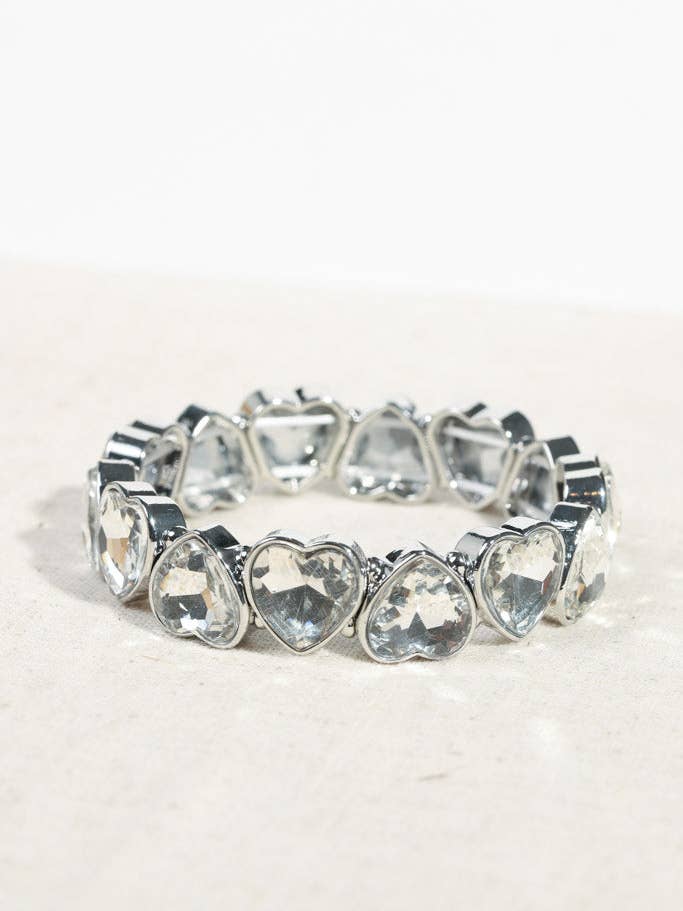 Chunky Crystal Heart Stretch Bracelets for wholesale by Little Luxe Charm Co.