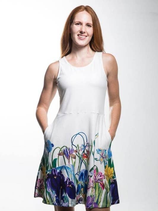 Vestido de moda floral branco com bolso Aster Pocket por atacado de Calison