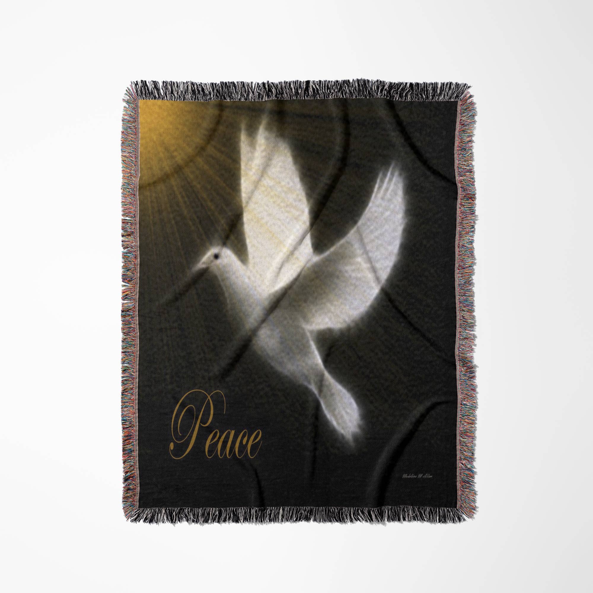 3dRose - Wholesale Throw Blanket - 3dRose, Peace Dove - Black - White -Gold - Bird Art, Blanket0