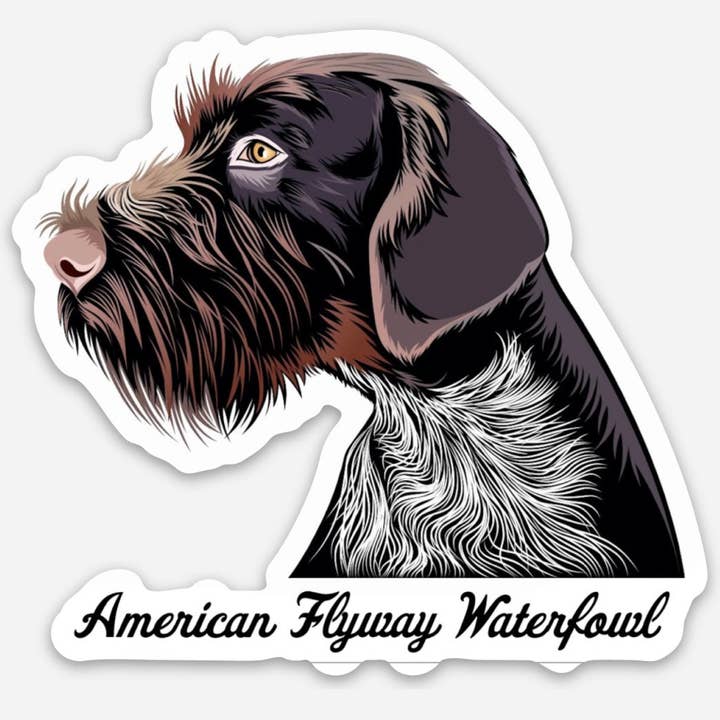 German Wirehaired Pointer Sticker for wholesale by American Flyway Waterfowl