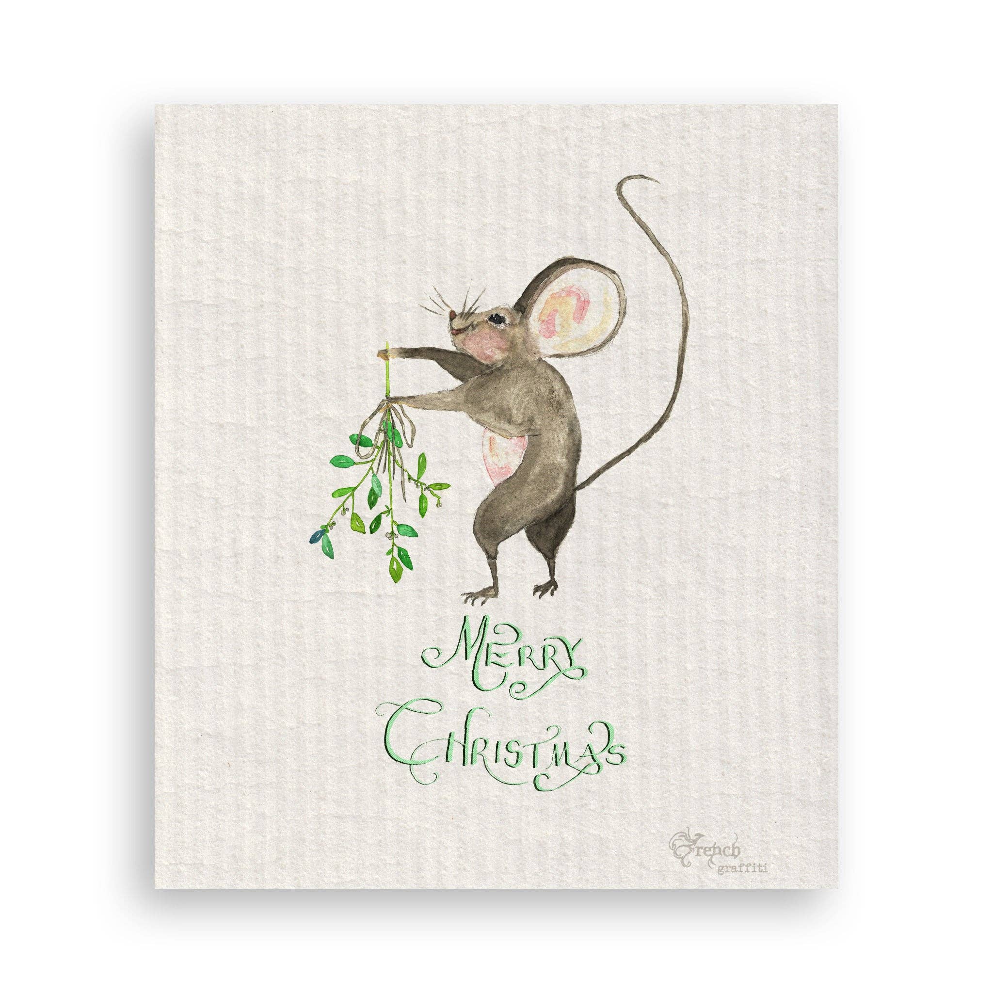 French Graffiti - Wholesale Tea Towel - Merry Christmas Mouse16