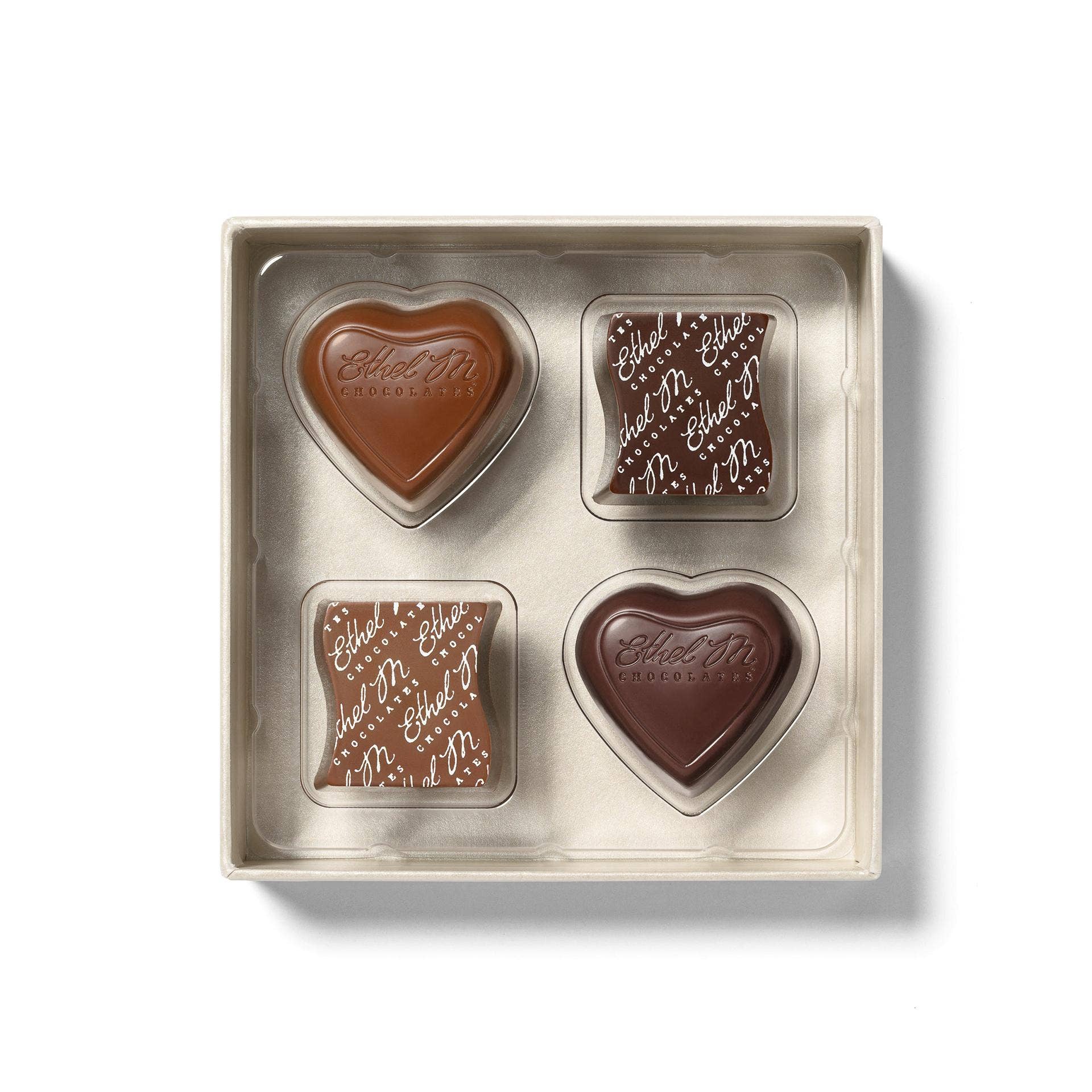 Ethel M Chocolates - Wholesale Chocolate Box - PREMIUM 4-PIECE CHOCOLATE GIFT BOX - MILK & DARK CHOCOLATE