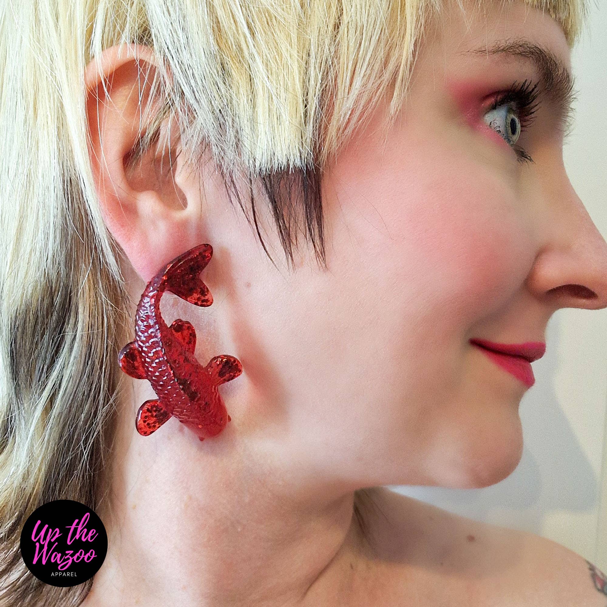 Up the Wazoo Apparel - Wholesale Knopjes/oorstekers - Fraaie Lokaas, Vurige Rood - Handgemaakt Op Bestelling5