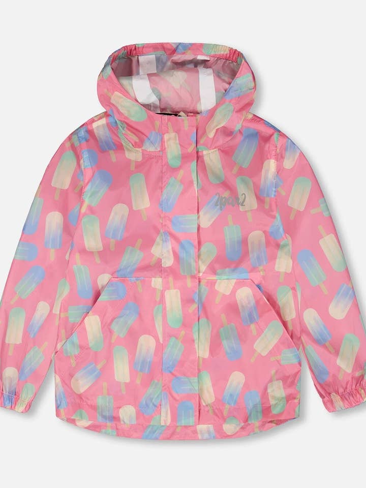 Cortavientos Plegable en Poliéster con Estampado de Piruleta Rosa para venta al por mayor de Deux par Deux