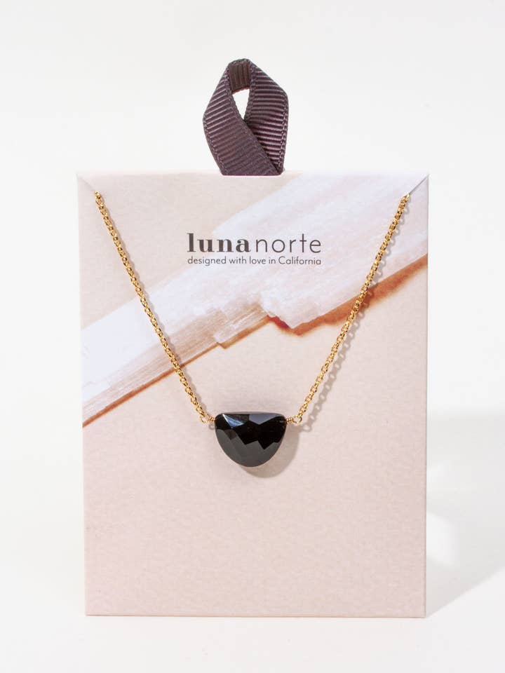 Half Moon Gemstone Necklace- Black Onyx for wholesale by Luna Norte