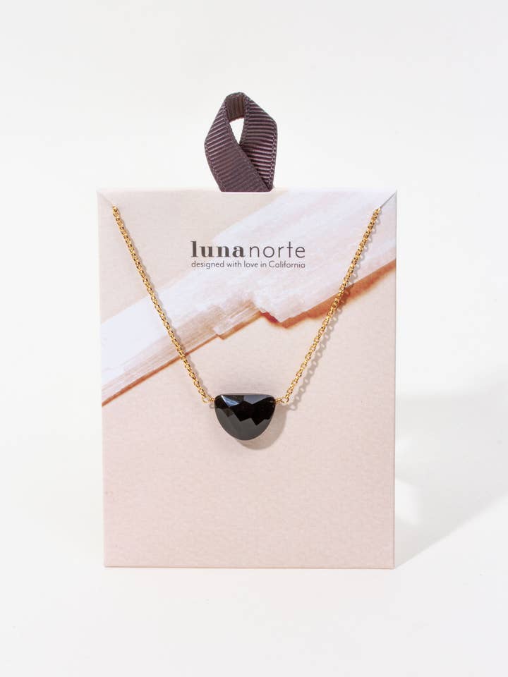 Half Moon Gemstone Necklace- Black Onyx for wholesale by Luna Norte