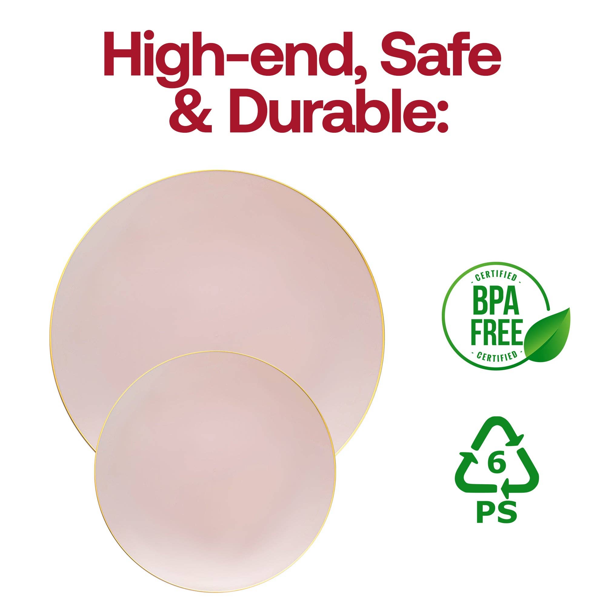 Smarty had a Party - Wholesale Disposable Plate - 10.25" Pink with Gold Organic Plastic Dinner Plates - 10 pcs3