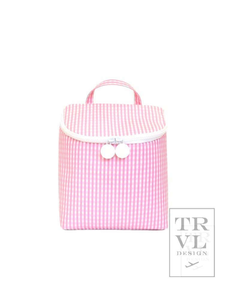 Take Away Lunch Bag - Insulated Gingham Pink for wholesale on Faire2
