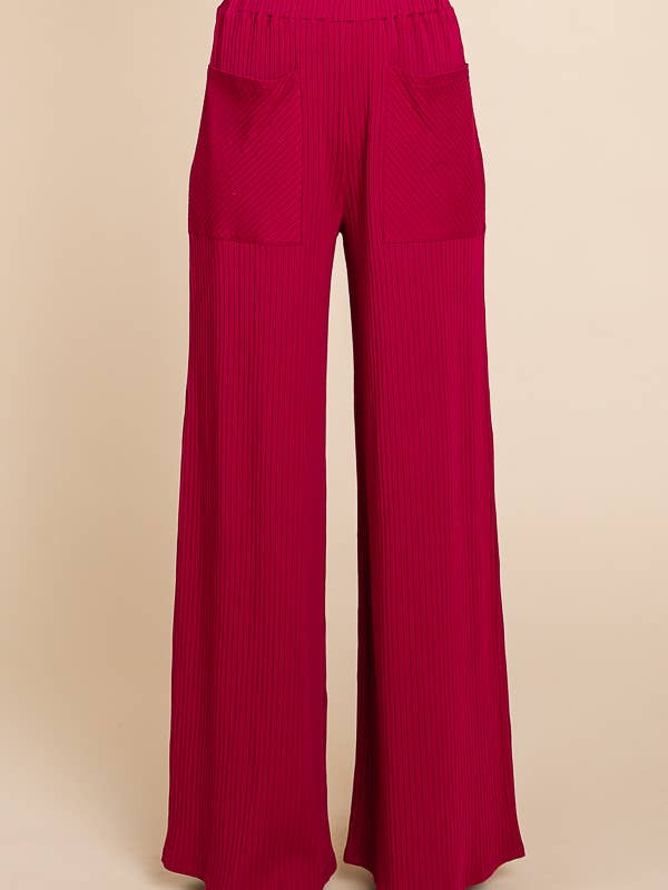 Culture Code - Wholesale Pants - Women's - CRP1797X - RUCHING FRILL WAIST WIDE PANTS7