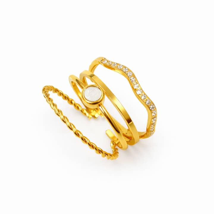 Quatuor-Ring – Set aus 4 Ringen für den Großhandel von Poudre Bijoux