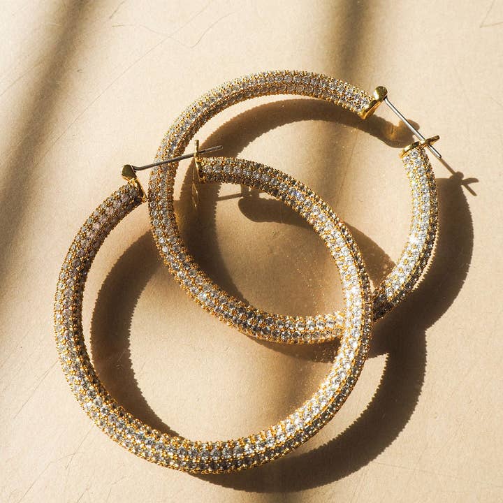 Luv AJ - Wholesale Hoop Earrings - Pave Amalfi Hoops- Gold3