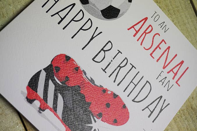 White Cotton Cards – wholesale Birthday card – Happy Birthday To An Arsenal Fan (FFP2)1