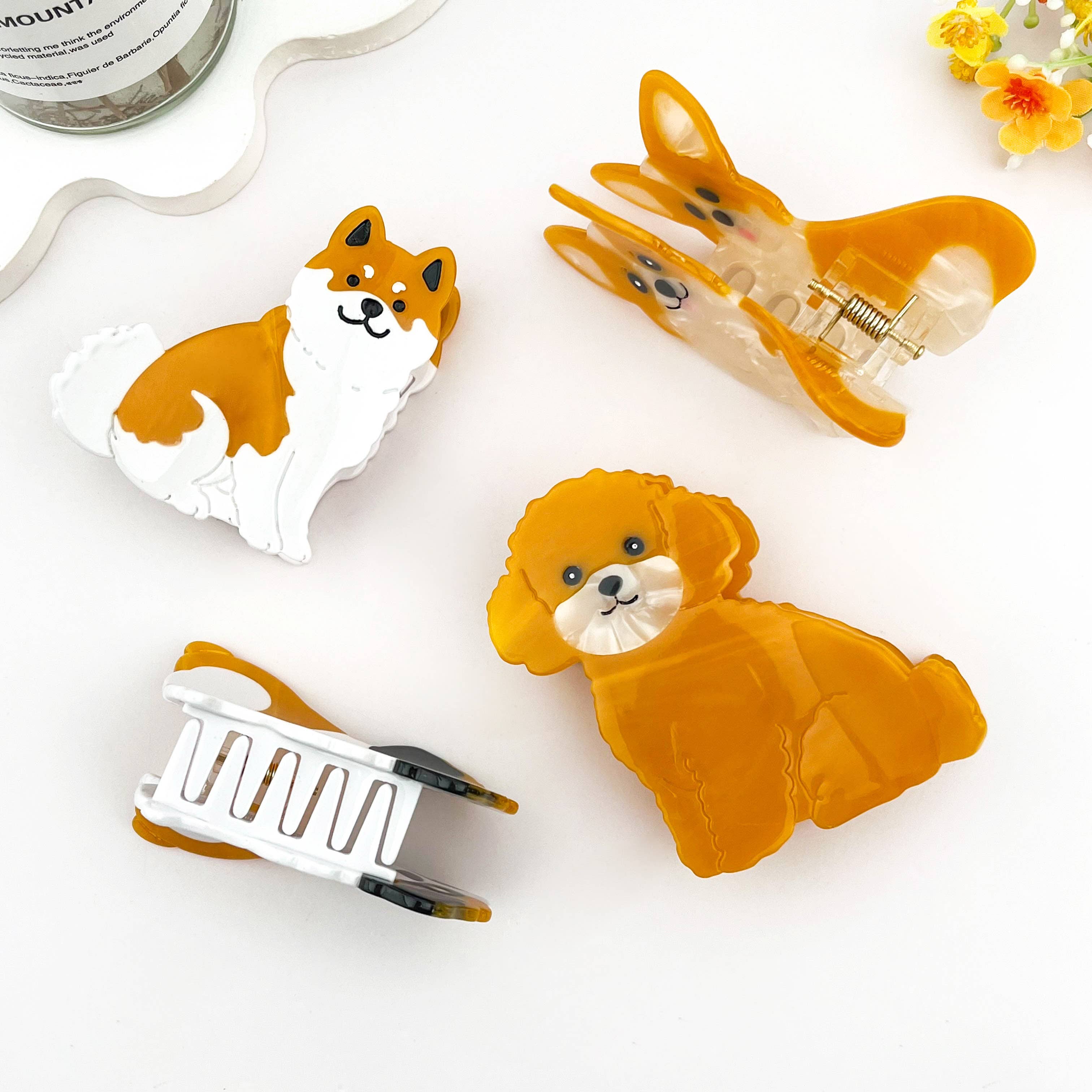 mildstyles - Vente Pince à cheveux – femme - Pince à cheveux en acétate en forme d'animal adorable chien4