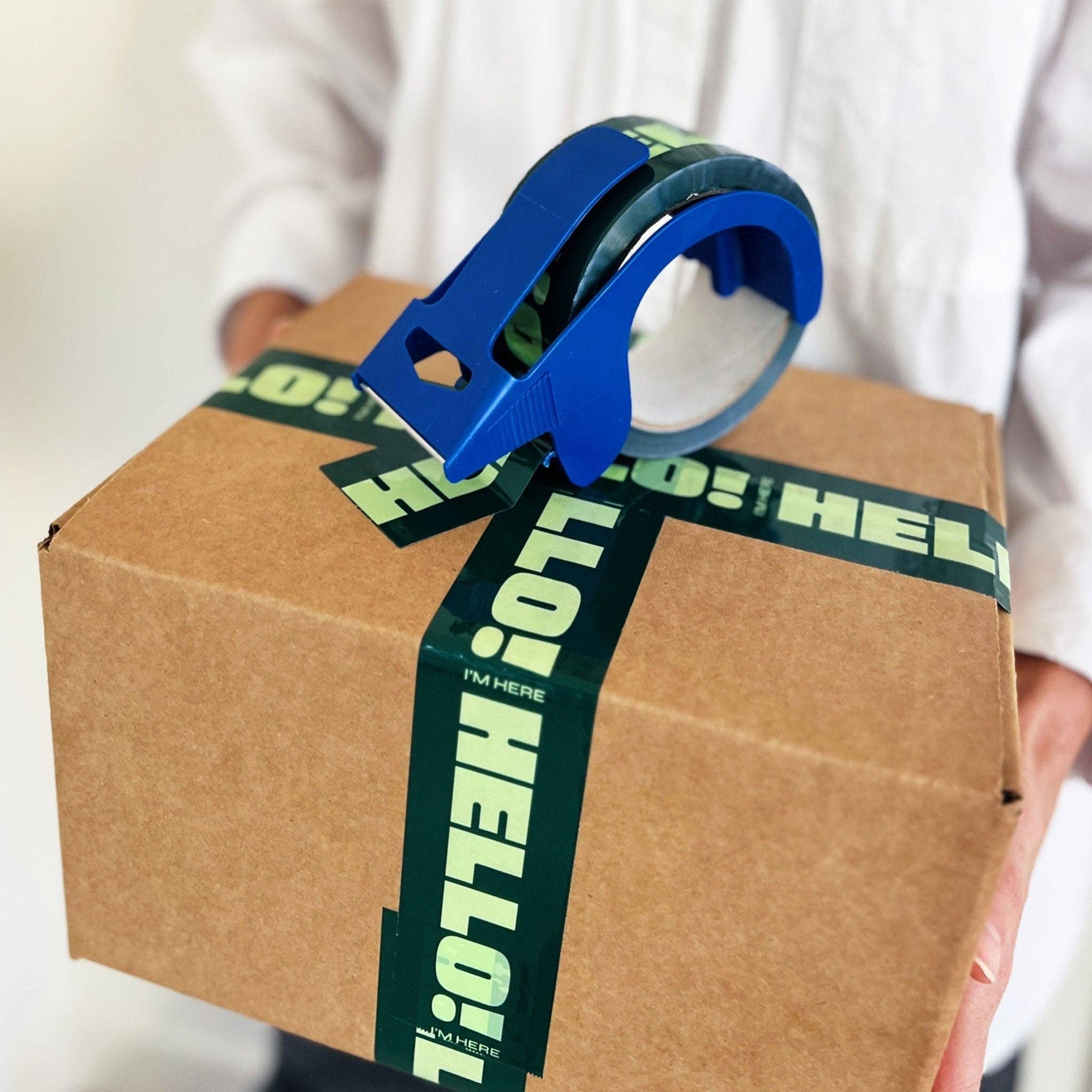 Shippy Tape - Venta al por mayor Papel celofán - ¡Hola! Cinta de Envío I'm Here - Verde Oscuro (2 Rollos + Dispensador)4