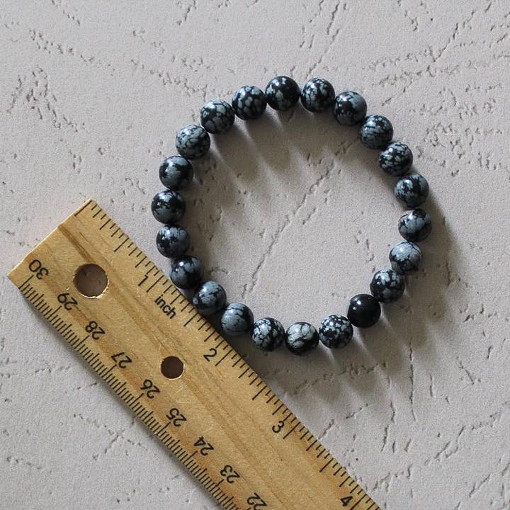 Pebble House - Wholesale Beaded Bracelet - Snowflake Obsidian Bracelet 8mm or 6mm - Crystals & Stones