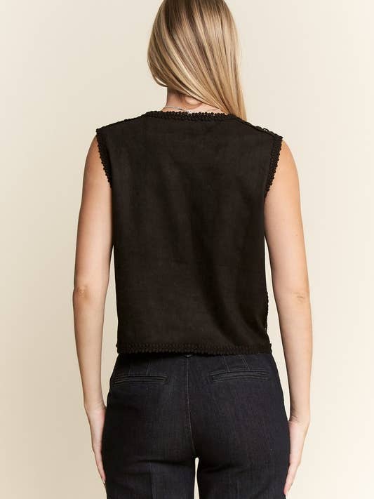 JADE BY JANE PLUS - Wholesale Outerwear Vest - Women's - PLUS SIZE SUEDE VEST WITH LACE TRIM13