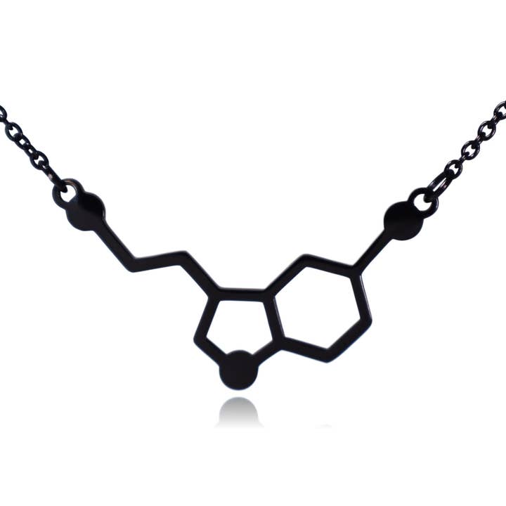 Clayton Jewelry Labs – wholesale Pendant/charm necklace – Serotonin Neurotransmitter Molecule Stainless Steel Necklace
