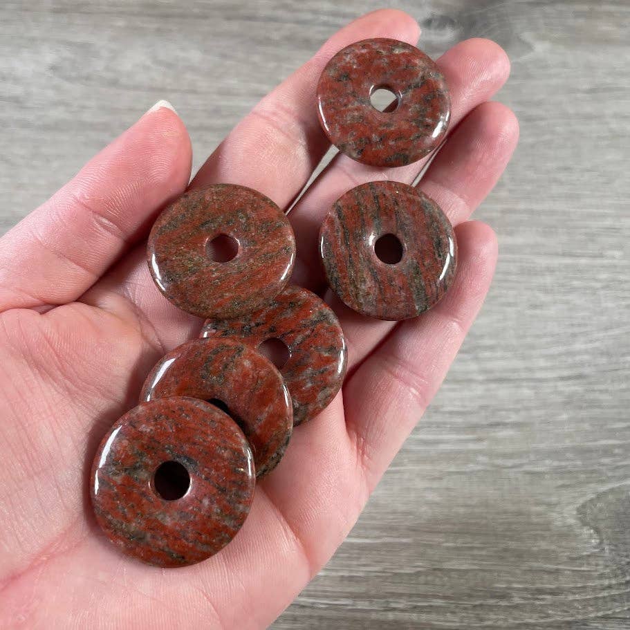 Keystone Crystals - Wholesale Spiritual Stone/Crystal - Donut Pi Stone 30mm Gemstone Pendant –  Strung or Plain13