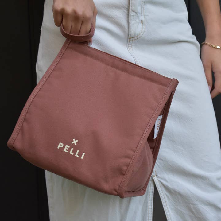 Big Break Canvas Insulated Lunch Bag - Mulberry Pink for wholesale on Faire