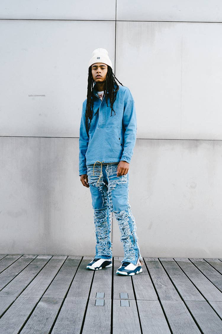 Denim Dawn Damaged Flared Stacked Jeans for wholesale on Faire8