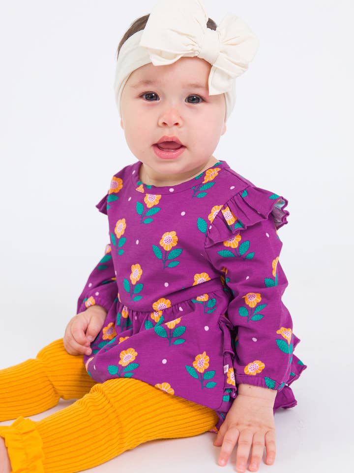 Yellow Girls Butterscotch Rib Knit Footless Ruffled Tights for wholesale on Faire4