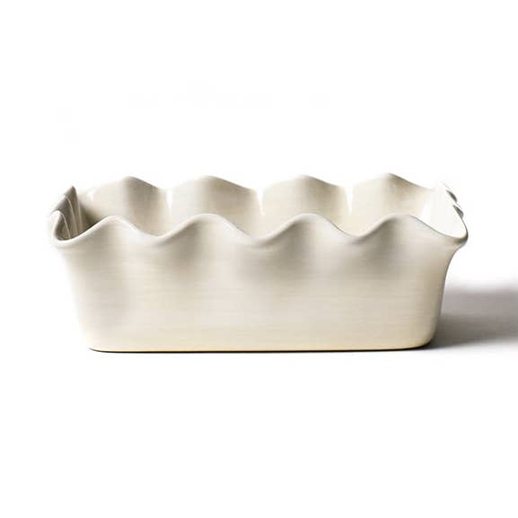 Signature White Ruffle Loaf Pan for wholesale by Coton Colors