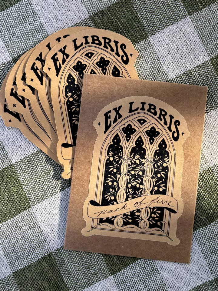 Ex Libris Bookplate Sticker – Castle Window Medieval Design for wholesale by Petrichor & Co.