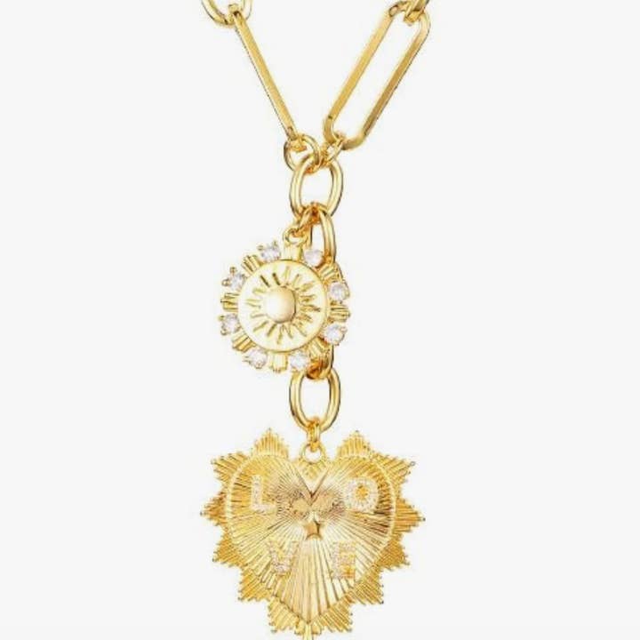 HoopLa - Wholesale Halsketting met Lariat/Y-hals - Hart bedel lariat ketting 14K CZ - bedel6