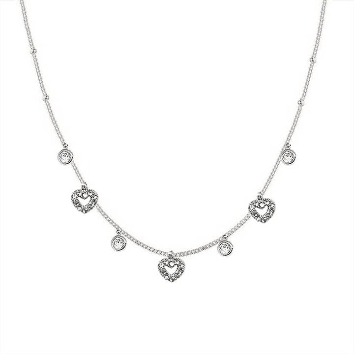 AMORINO SRL - Wholesale Pendant/Charm Necklace - NECKLACE WITH PENDANT HEARTS IN ZIRCON - YC25704B254