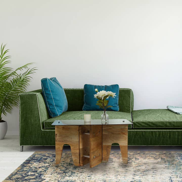 River of Goods - Wholesale Coffee Table - 32" Mildred Mid-Century Wood & Gray Glass Coffee Table4