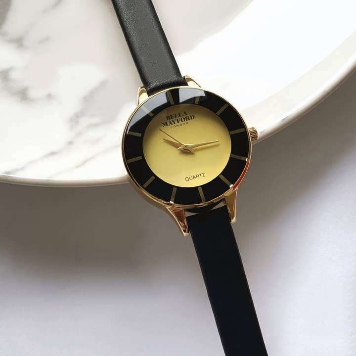 Bold Spirit - Gold And Black Dial, Black Strap for wholesale by Bella Mayford