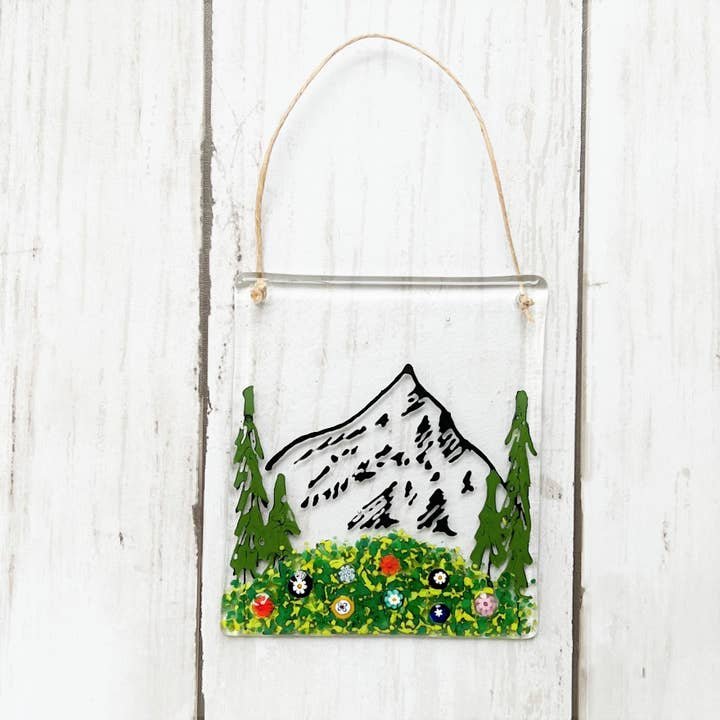 Mountain Meadow Suncatcher/Ornament for wholesale by Glass Girl Studio