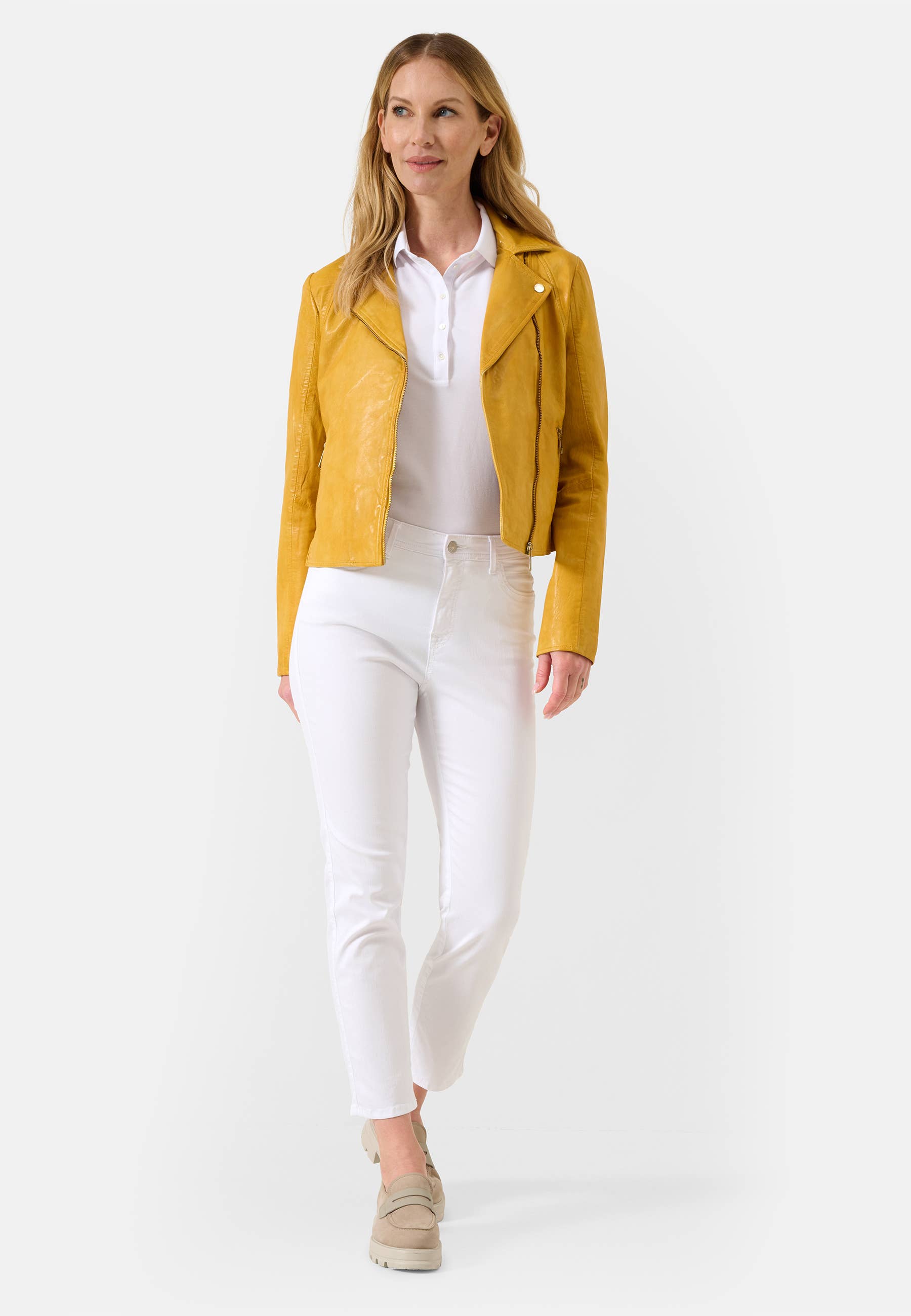 Ricano - Venta al por mayor Chaqueta de cuero - Mujer - Chaqueta biker de cuero de cordero para mujer Antonia con cuello de solapa11