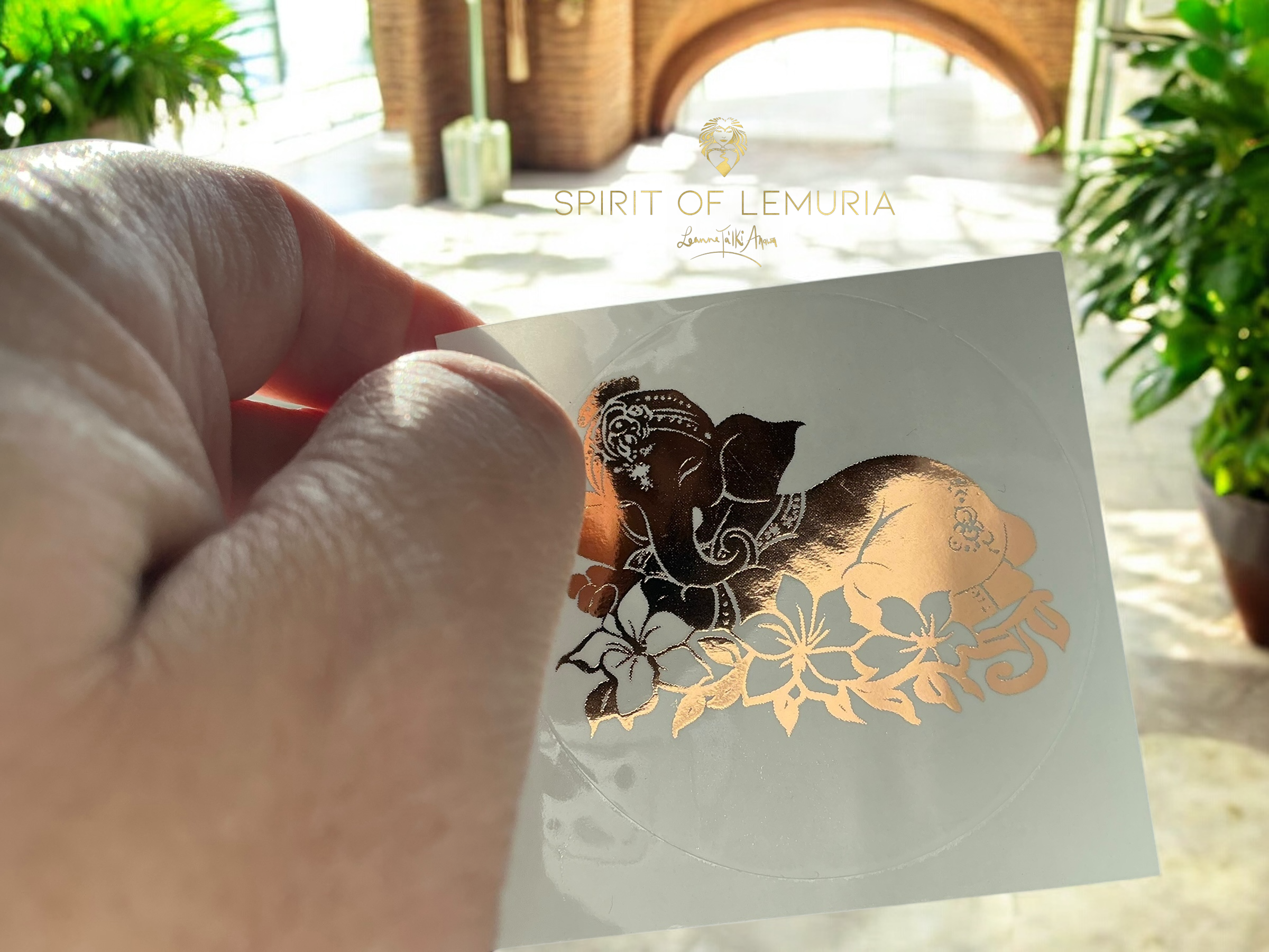 Spirit of Lemuria – wholesale Sticker – Ganesh Resting Foiled Sacred Geometry Sticker4