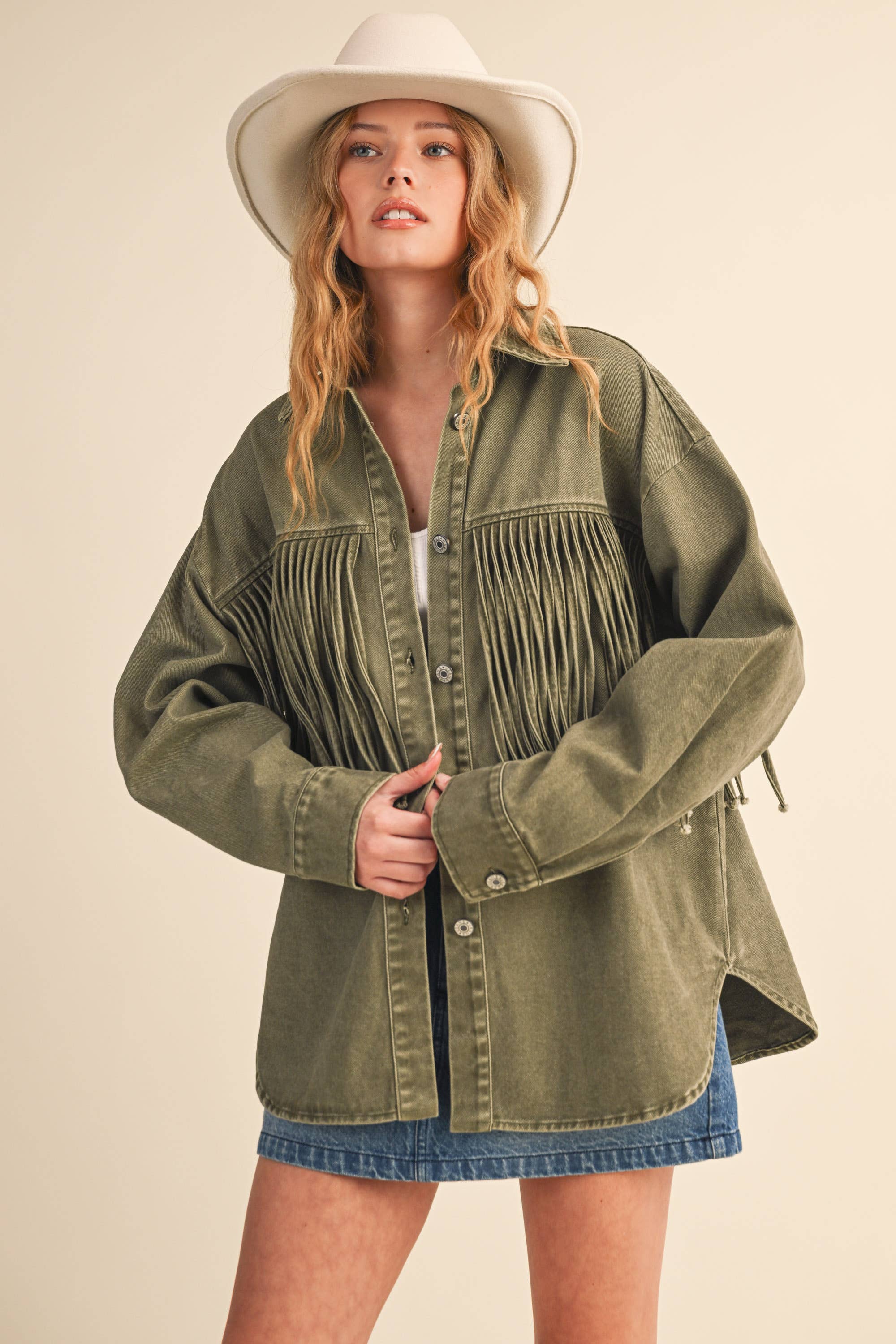 Klesis - Vente Veste-chemise – femme - Veste en jean à boutons avec couleur contrastante IJ171210