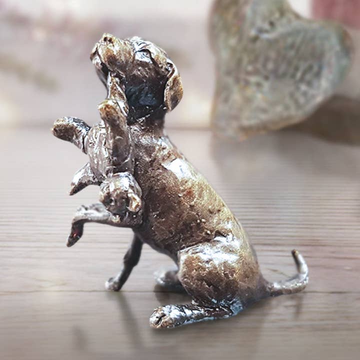 Butler & Peach Miniature Bronze Labrador with Teddy (2074) for wholesale by Richard Cooper Bronze