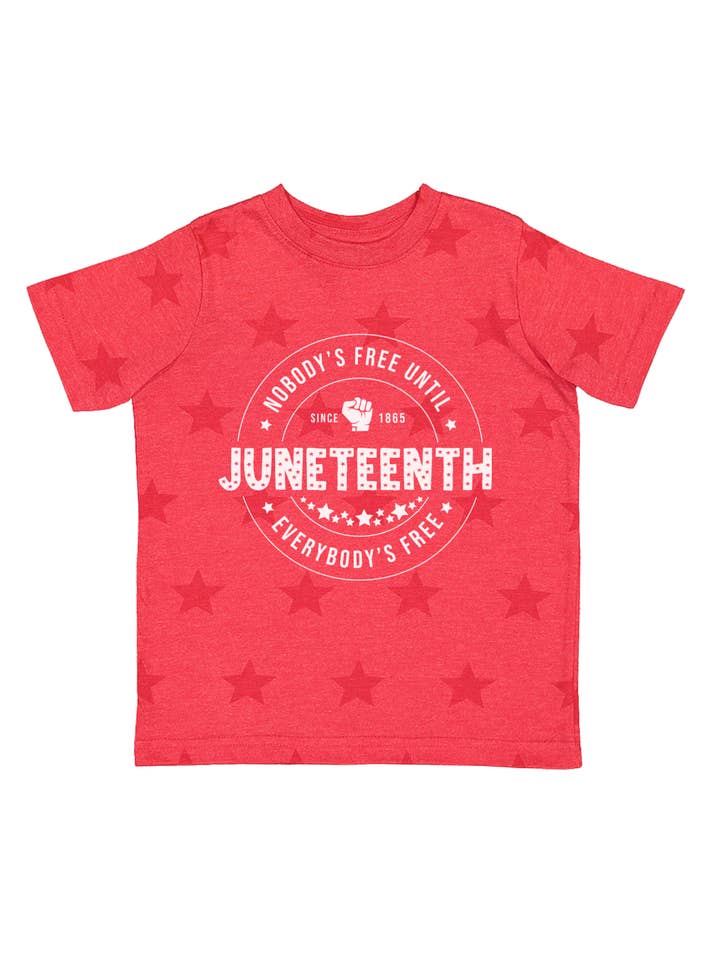 Nobody's Free Until Everybody's Free Kids Juneteenth Shirt for wholesale by Mackenzie Madison of Philadelphia