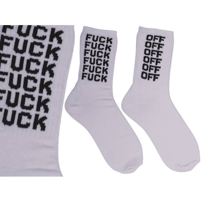 Out of the blue KG - Wholesale Socks - Women's - Tennis socks, Fuck Off, size 38-42,